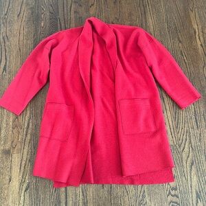 Eileen Fisher, like new, red double wool oversized cardigan, size XS